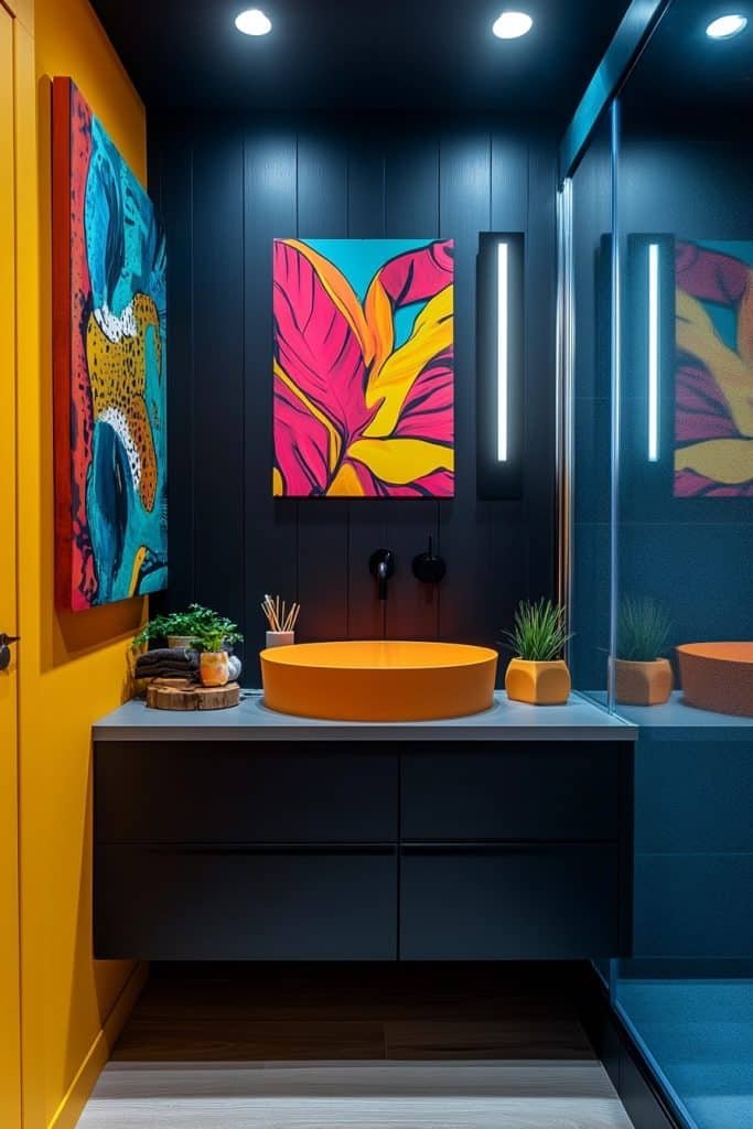 Bold Black Teen Bathroom