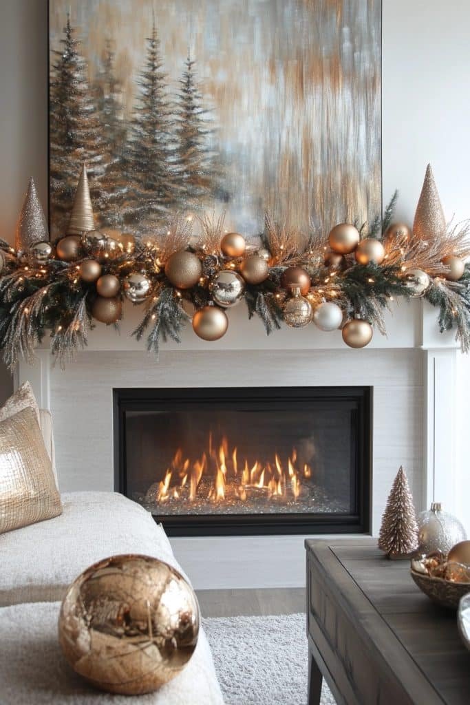 Bright Metallic Accents Mantel