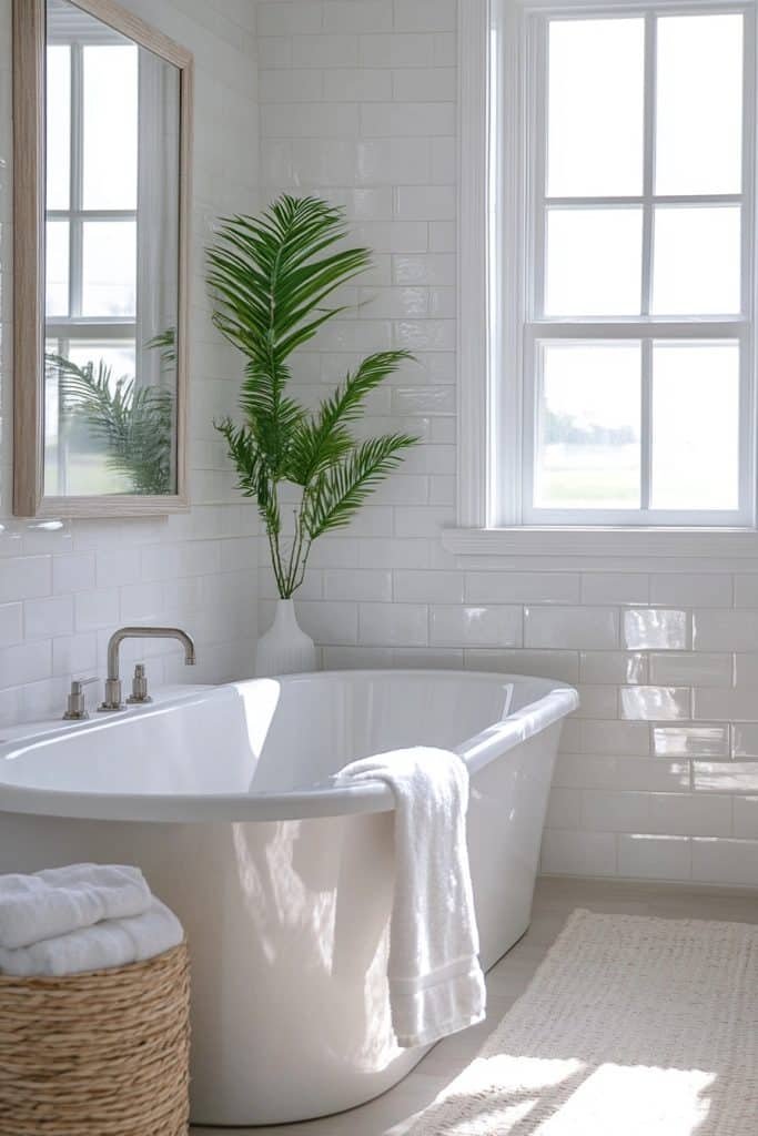 Bright White Tiles for a Spacious Feel