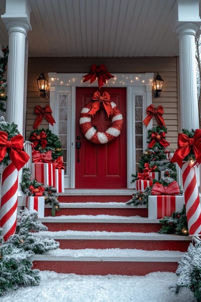 Candy Cane Inspired Porch Decor