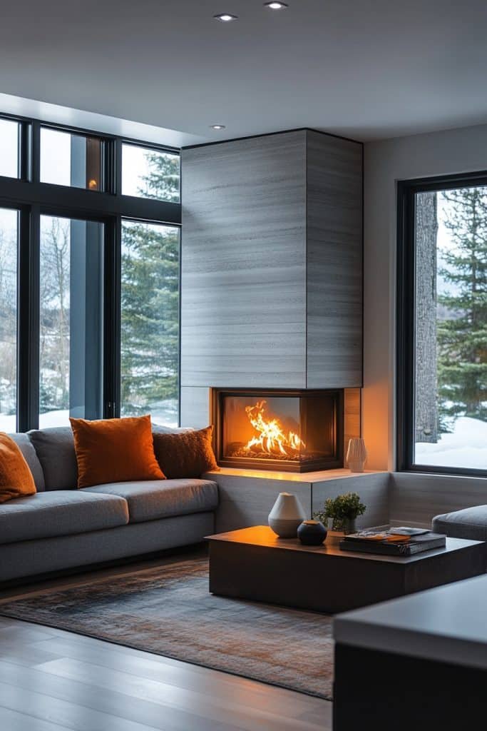 Chic Corner Fireplace Design