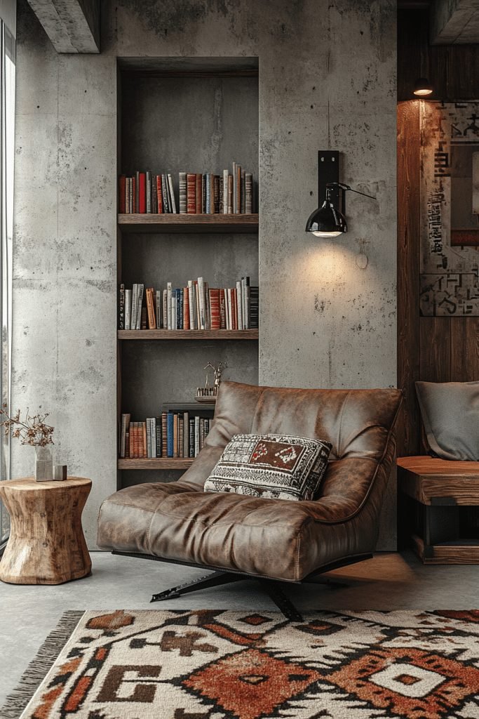 29 Brutalist Interior Design Ideas for a Bold Architectural Statement 9 Chic Reading Nook