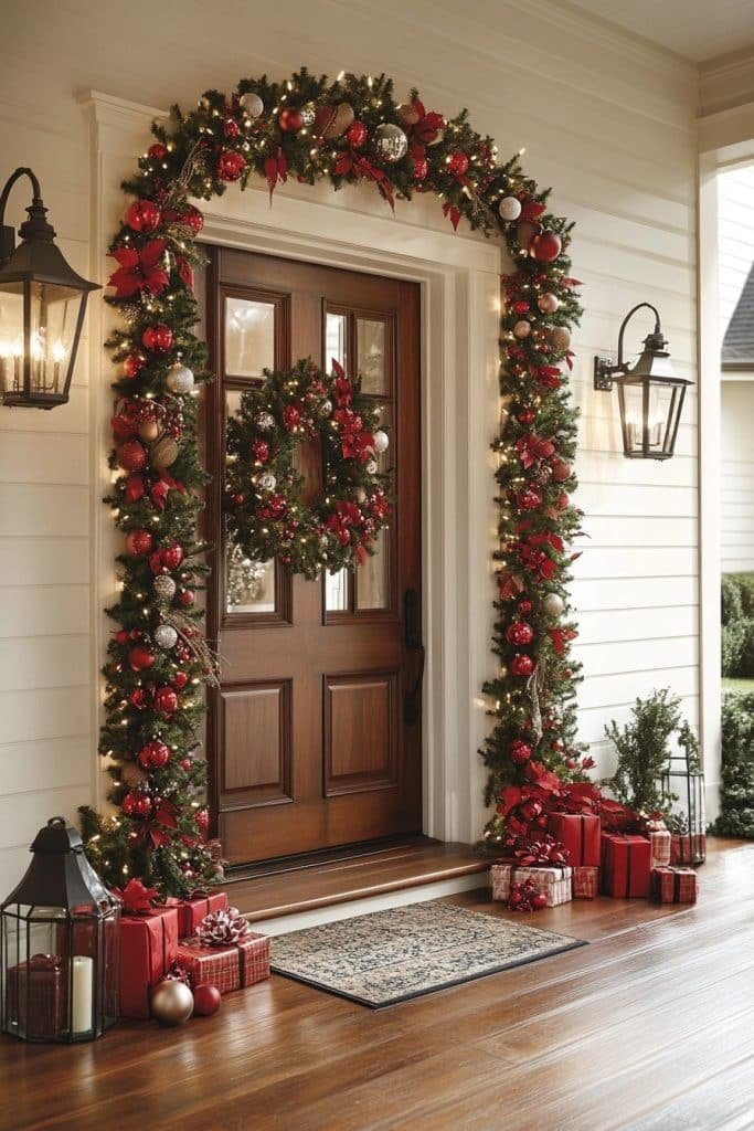 Christmas Porch with Festive Garland
