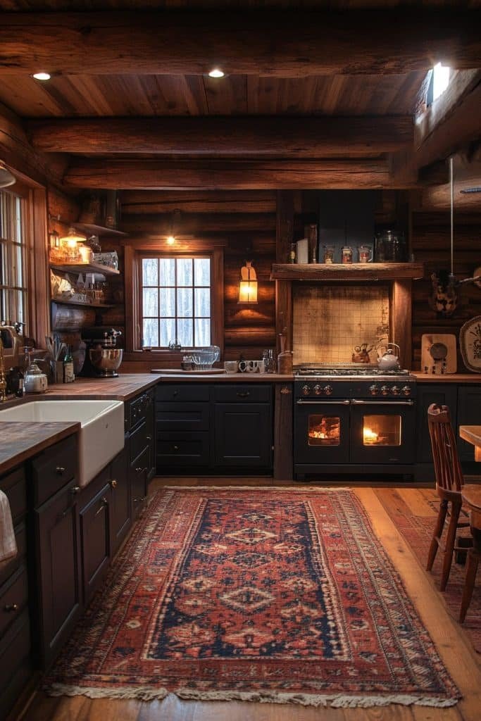Classic Country Log Home Kitchen