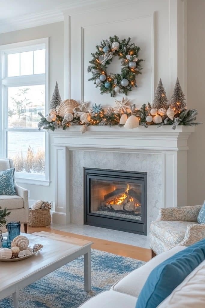 Coastal Christmas Mantel Ideas