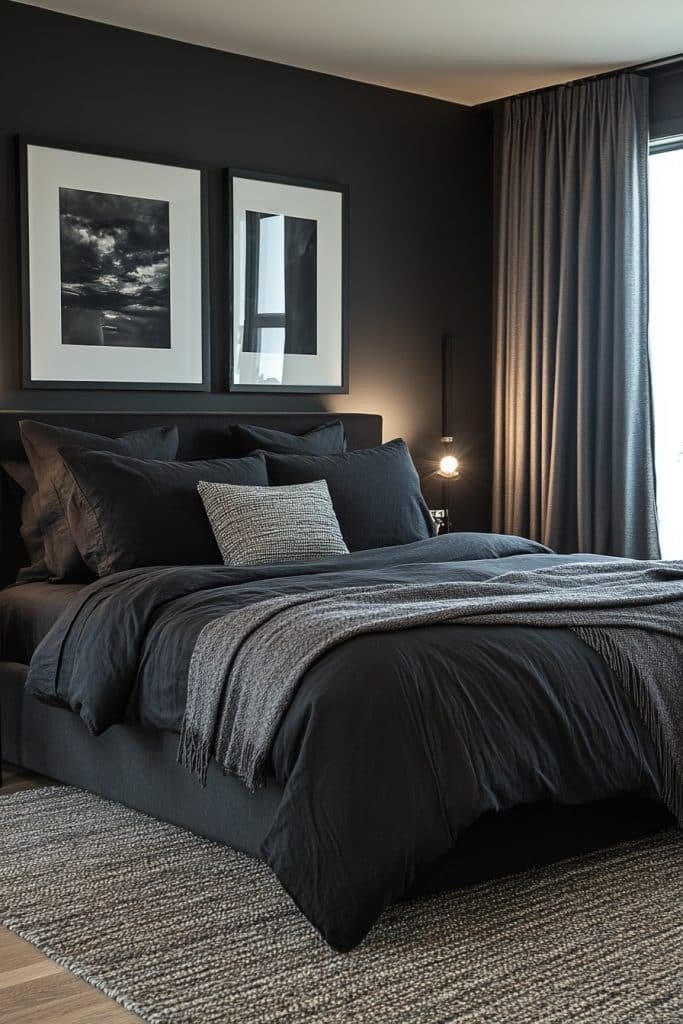 Contemporary Black and Gray Bedroom