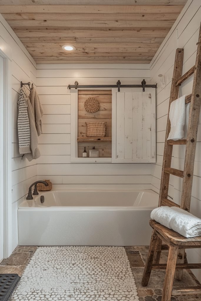 29 Small Bathroom With Tub And Shower Combo Farmhouse Ideas for a Timeless and Cozy Look 4 Country Classic