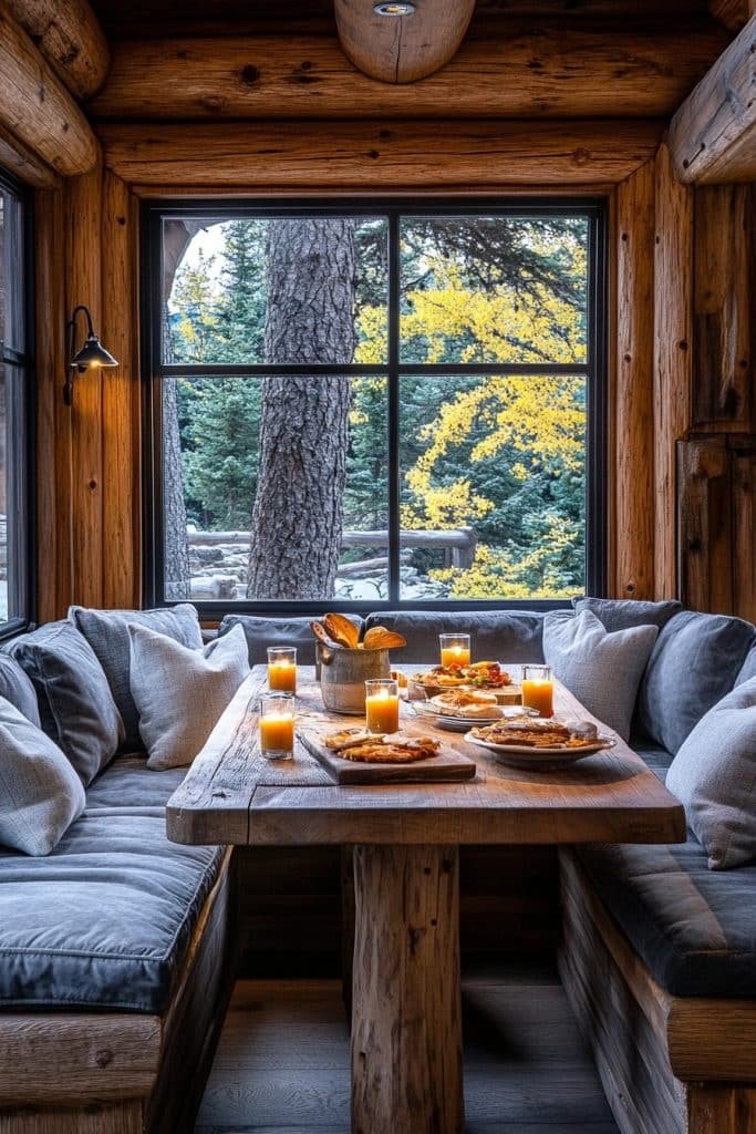 Cozy Breakfast Nook in Log Home