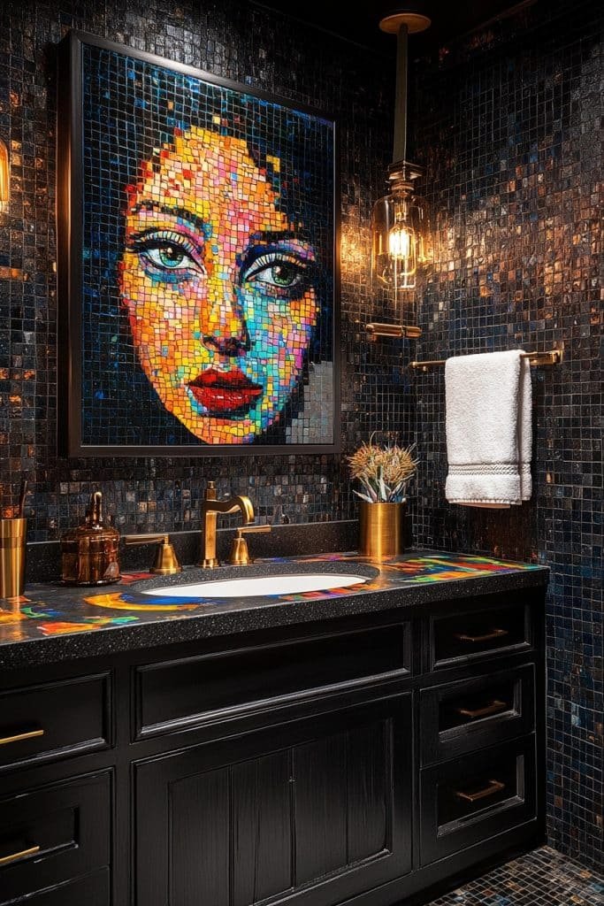 Dark Artistic Expression Bathroom