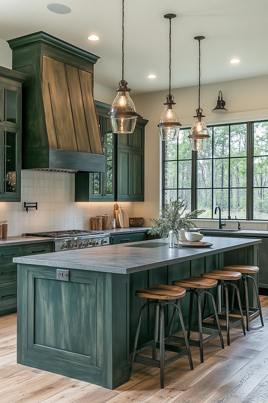 29 Dark Green Kitchen Cabinets To Transform Your Kitchen Style ...