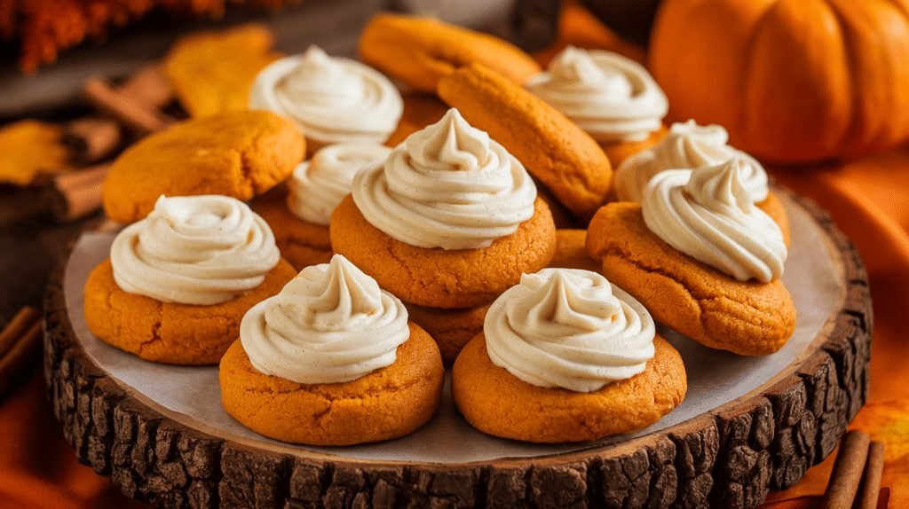 Pumpkin Cookies with Cream Cheese Frosting