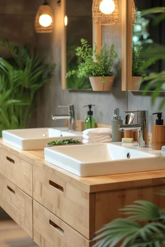 Eco-Friendly Bamboo Double Sink Vanity