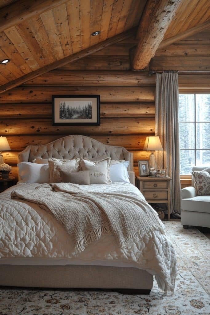 Elegant Log Home Master Suite