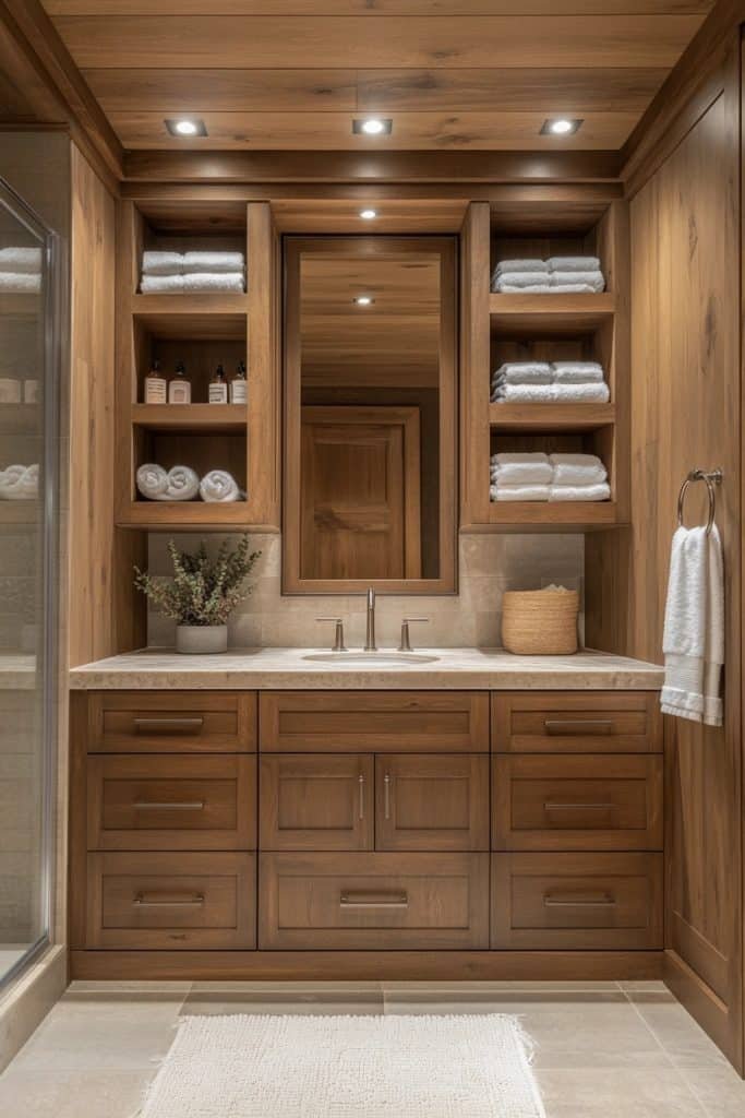 Elegant Wood Accents Washroom