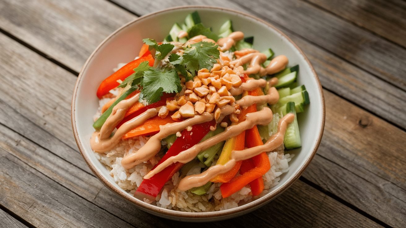 15-Minute Thai Peanut Veggie Bowls - Courtneys World