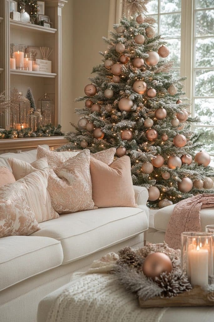 Festive Family Room in Rose Gold
