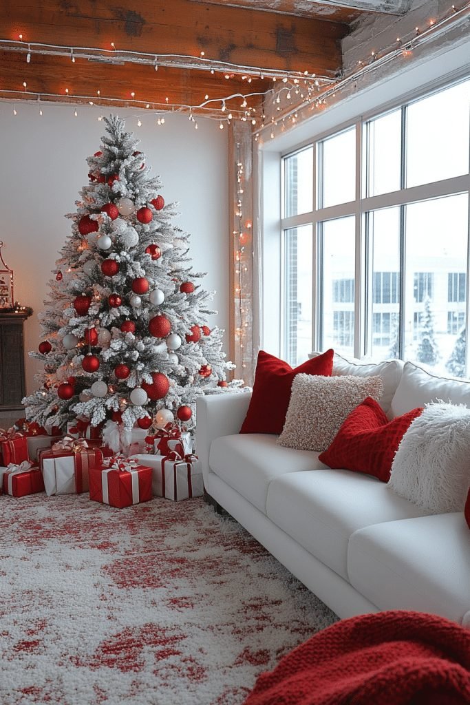 29 Red and White Christmas Decor Ideas to Create a Warm and Inviting Holiday Home 29 Festive Red and White Christmas Loft Style