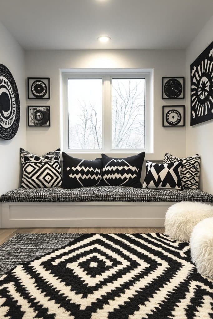 Geometric Black and White Playroom