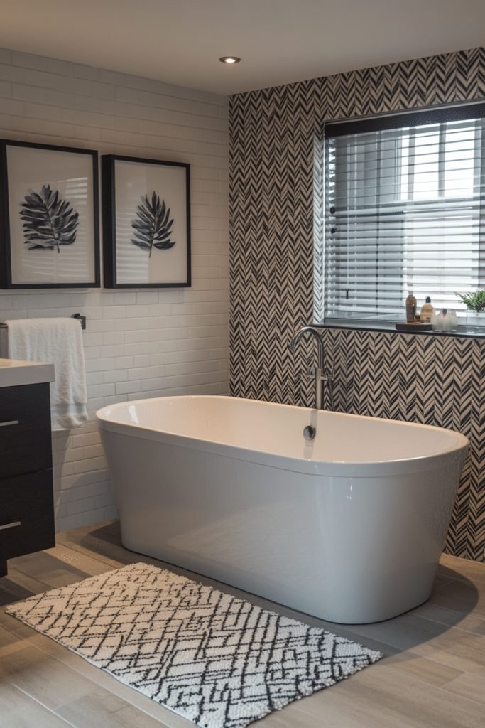 29 Modern Master Bath Decor Ideas to Refresh Your Space with Elegance 18 Geometric Patterns