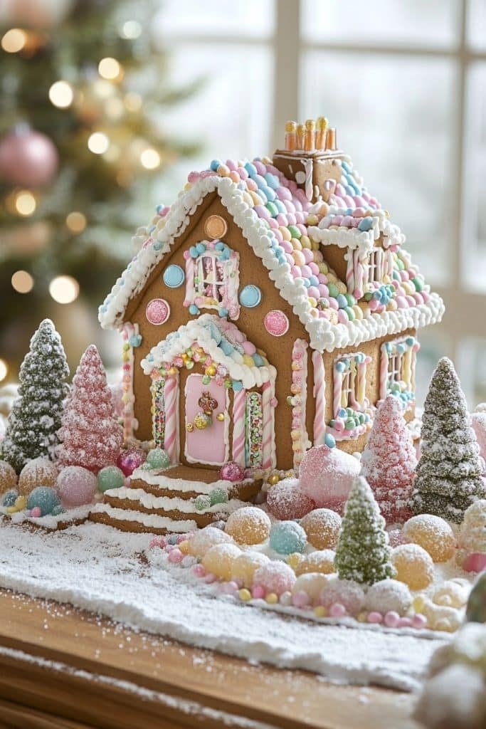 Gingerbread Cottage with Candy Decorations