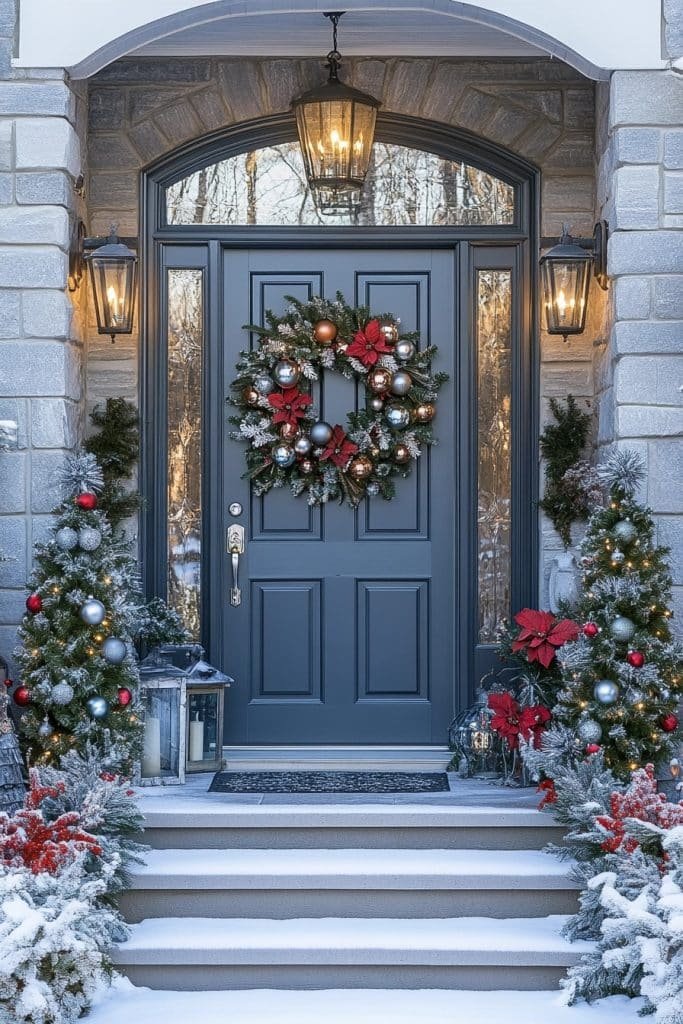 Glistening Christmas Porch Accents