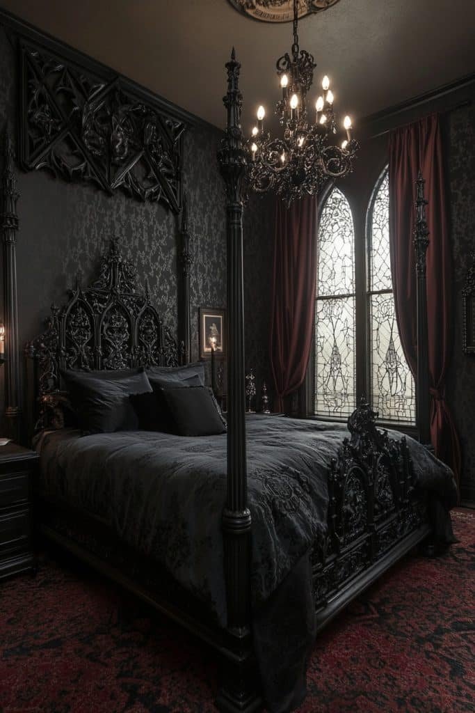 Gothic Style Black Bedroom