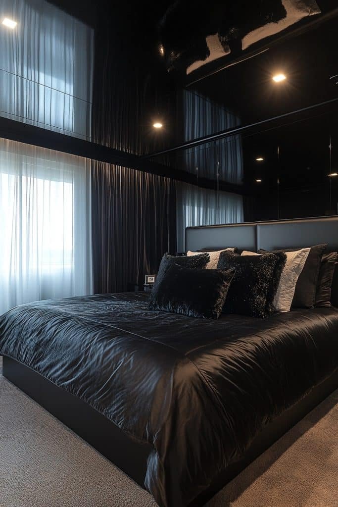 High-Gloss Black Bedroom Design