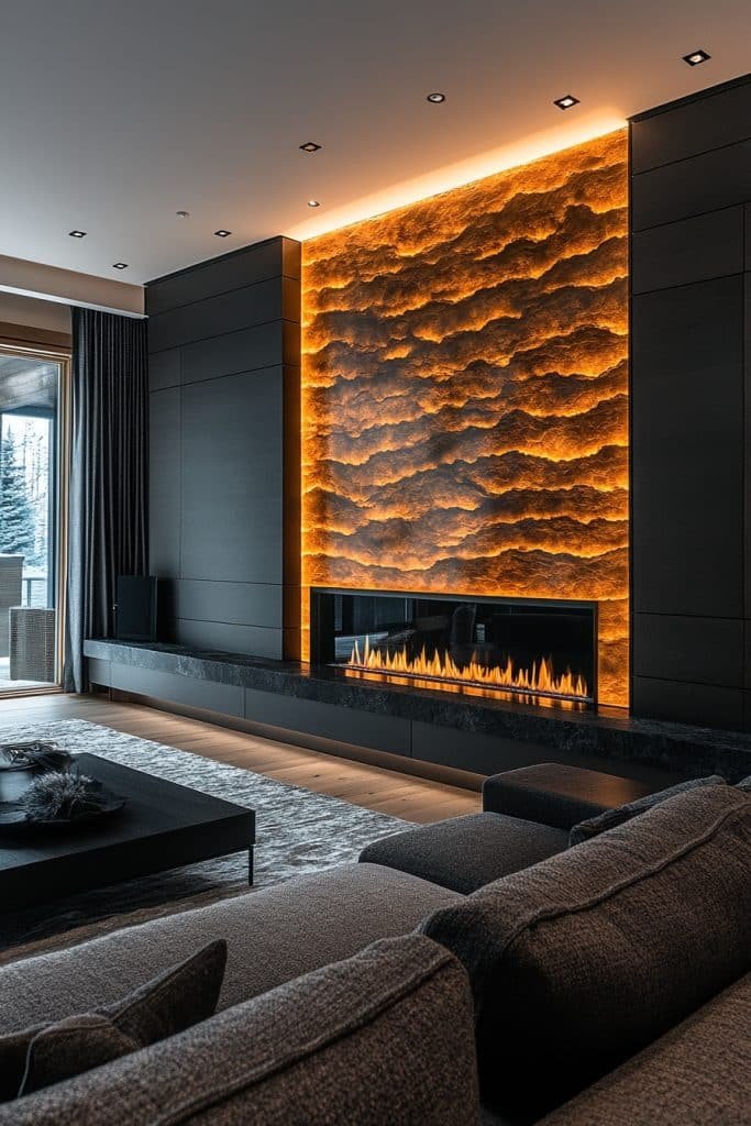 High-Tech Fireplace with LED Features
