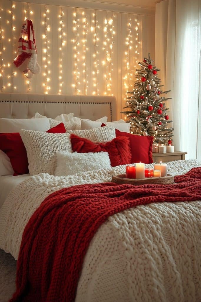 Holiday Glow in Red and White Master Suite