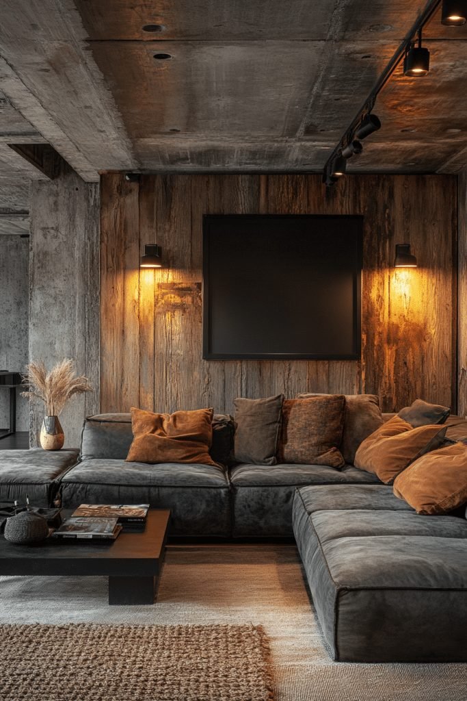 29 Brutalist Interior Design Ideas for a Bold Architectural Statement 14 Industrial Basement Lounge