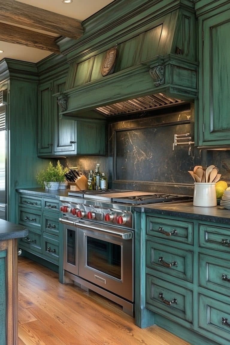 29 Dark Green Kitchen Cabinets To Transform Your Kitchen Style ...