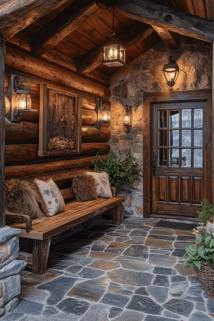 Log Home Entryway and Hallways