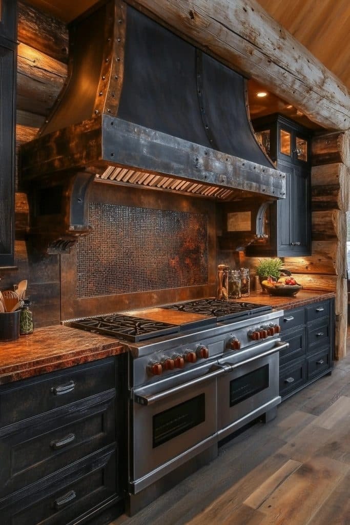 Log Home Gourmet Cooking Space