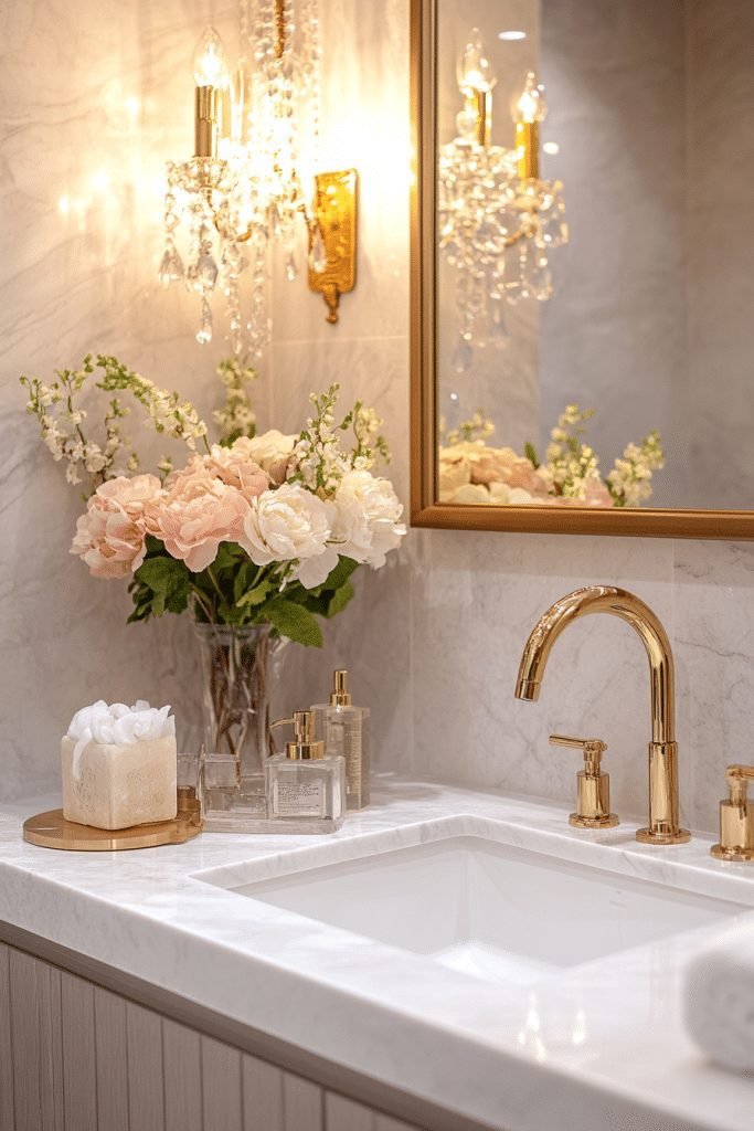 29 Small Bathroom Interior Ideas for Space-Saving and Stylish Solutions 5 Luxe Marble Mini Bathroom