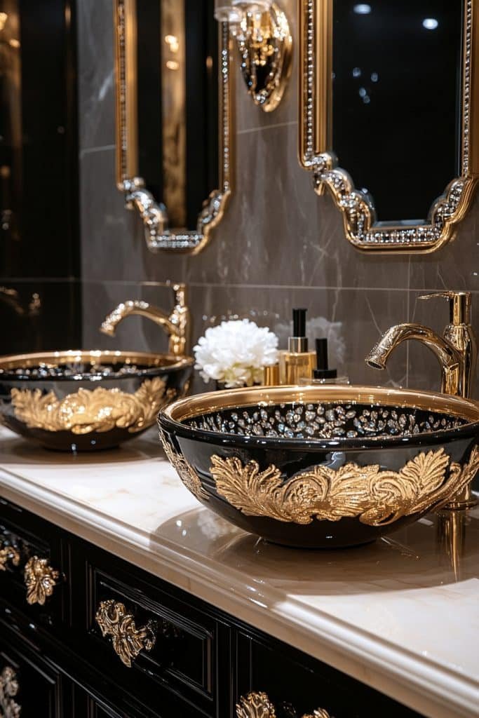 Luxurious Double Vanity with Vessel Sinks