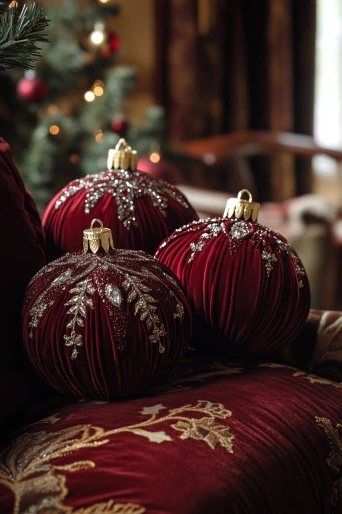 Luxurious Velvet and Silk Ornaments