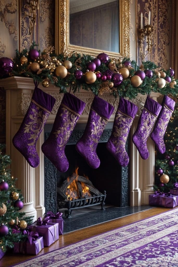 Majestic Purple and Gold Mantel