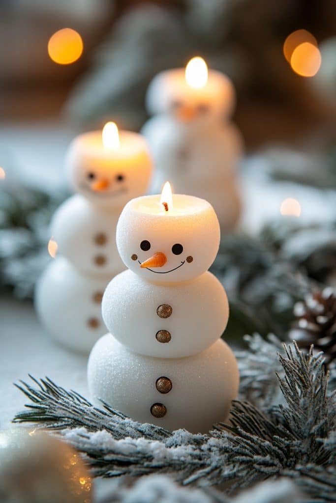 Miniature Candle Snowmen