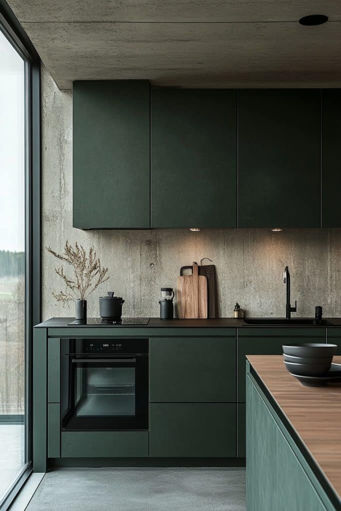 Minimalist Dark Green with Handleless Design