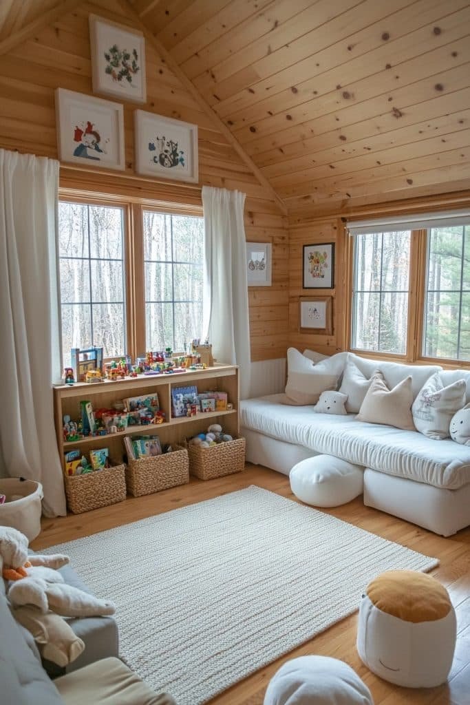 Minimalist Log Home Playroom