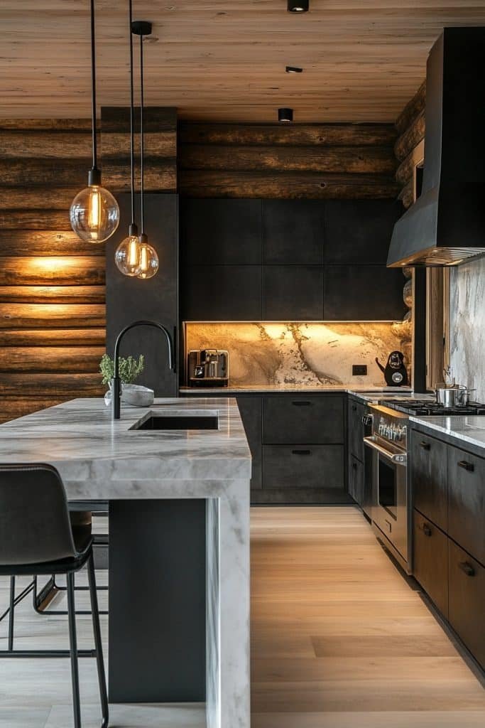 Modern Minimalist Log Cabin Kitchen
