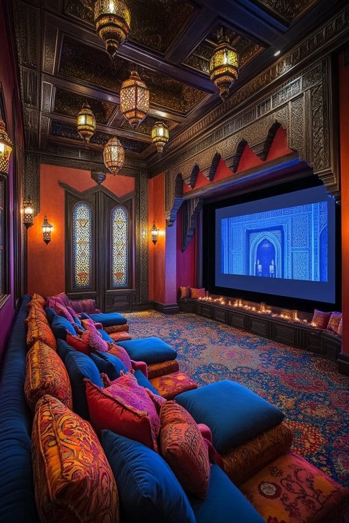 Moroccan Inspired Theater Room