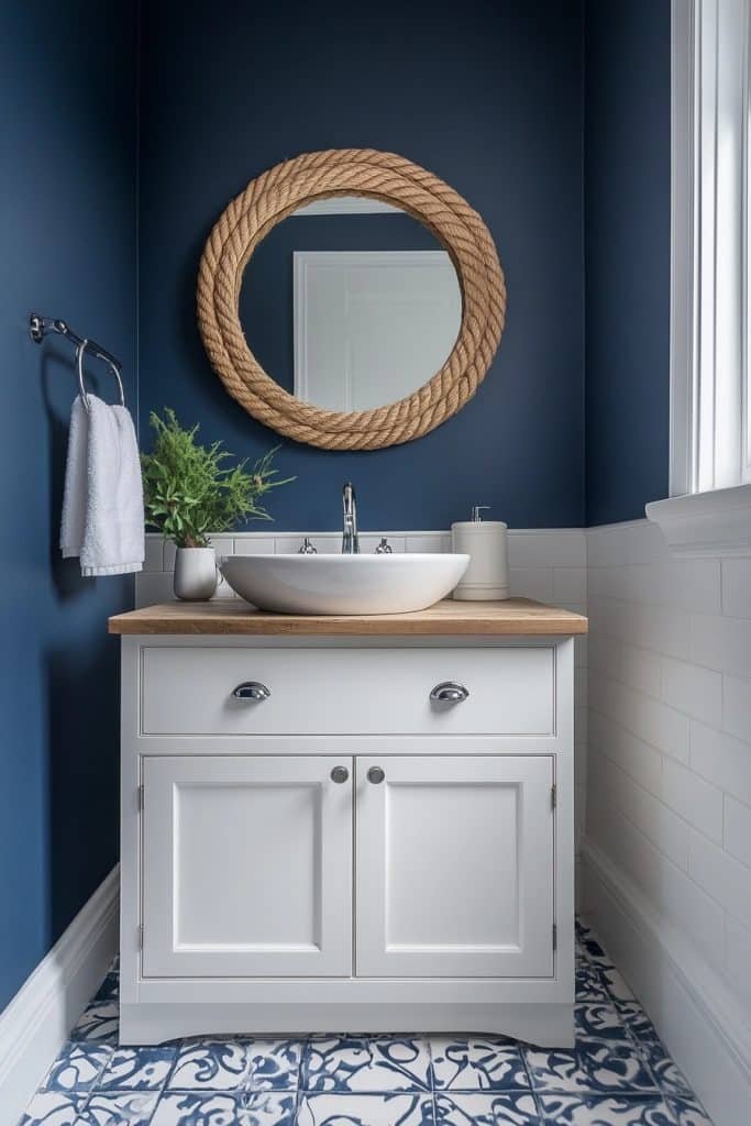 Nautical Navy Blue Bathroom