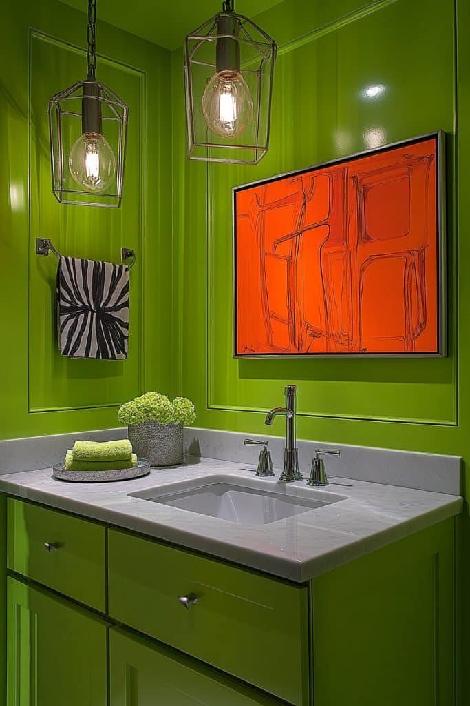 Pea Green Powder Room