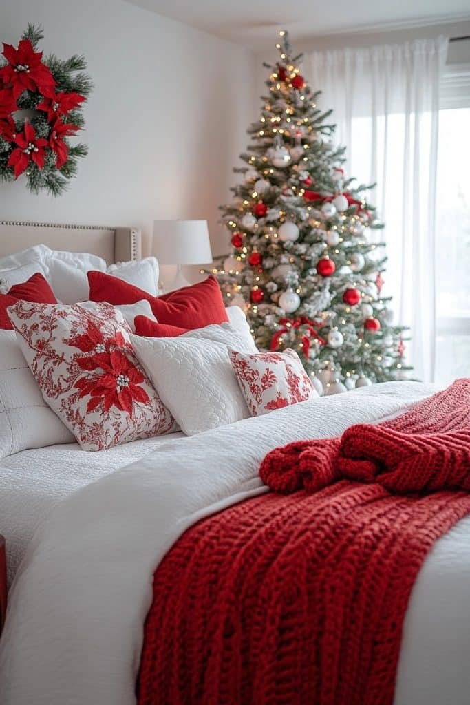 Red and White Christmas Bedroom Bliss