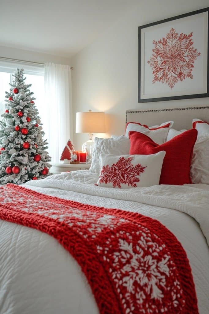 Red and White Christmas Bedroom Haven