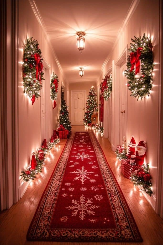 Red and White Christmas Hallway Glow