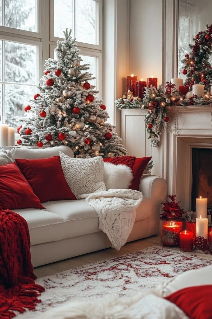 Red and White Christmas Touch for the Lounge