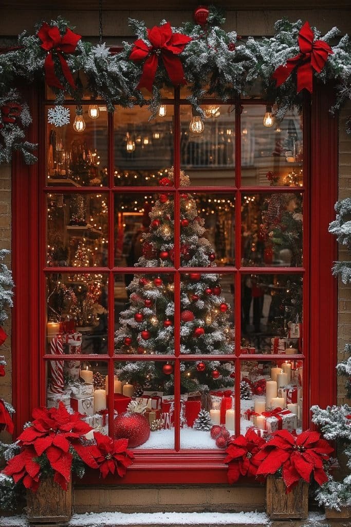 Red and White Christmas Window Wonderland