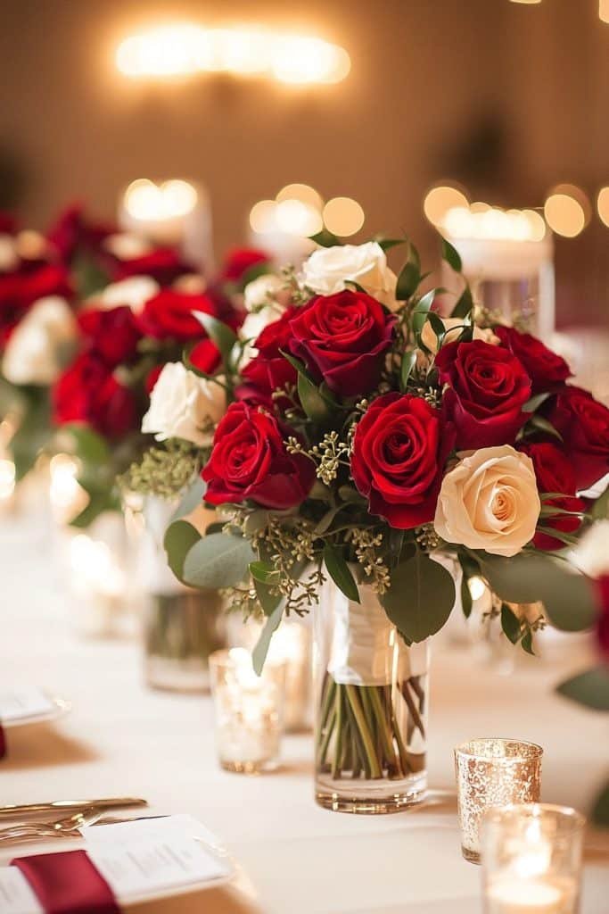 Romantic Red and White Wedding